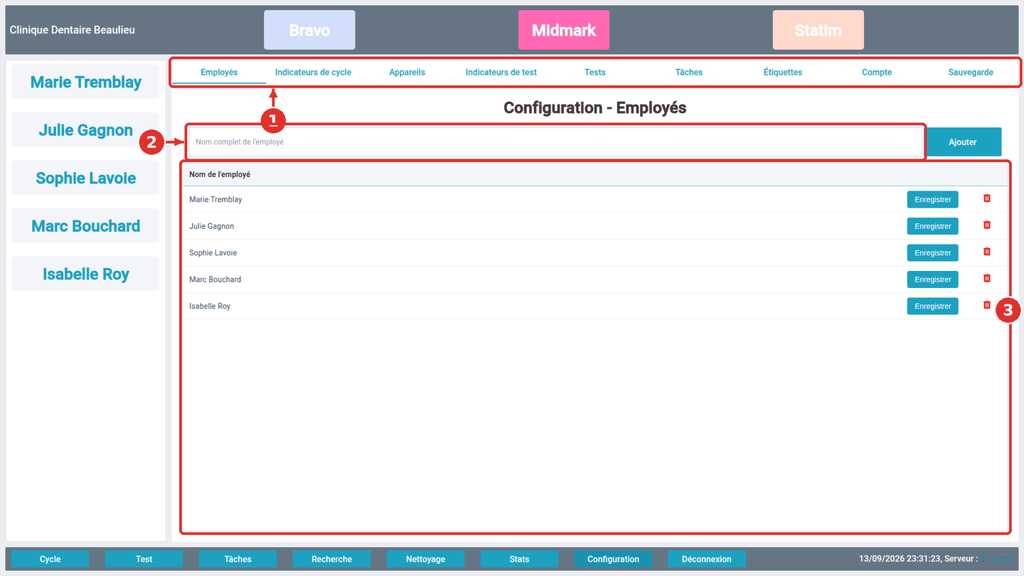 Configuration ▸ Employés